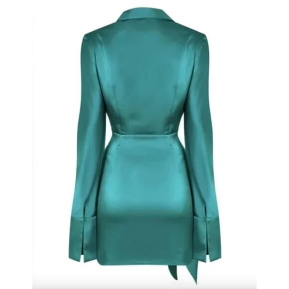 Rat & Boa Alanis Dress Emerald Satin Mini Coquette Party Y2K Glam Sexy Cocktail - Picture 4 of 10